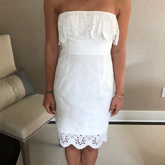 Milly White Eyelet Strapless Dress - Picture 2 of 4